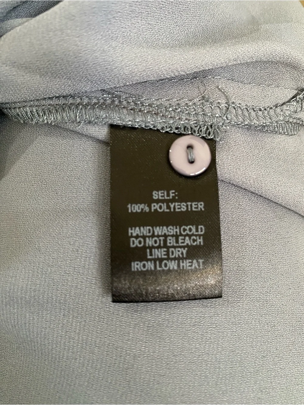 Lulu's Slate Gray Long-Sleeve Ruffle Tie Neck Blouse
